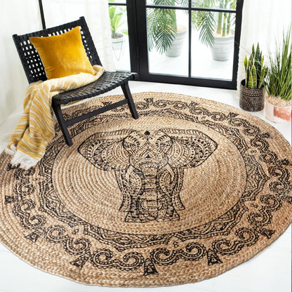 Jute Printed Round -IC-17986 / Elephant